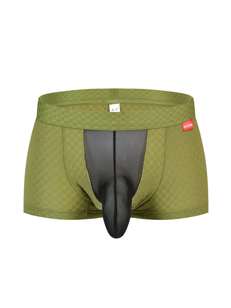 Men's Low-Rise Mesh Trunks – Breathable Nylon with 3D Pouch Support