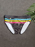 Mens Quick-drying Stripes Swim Briefs