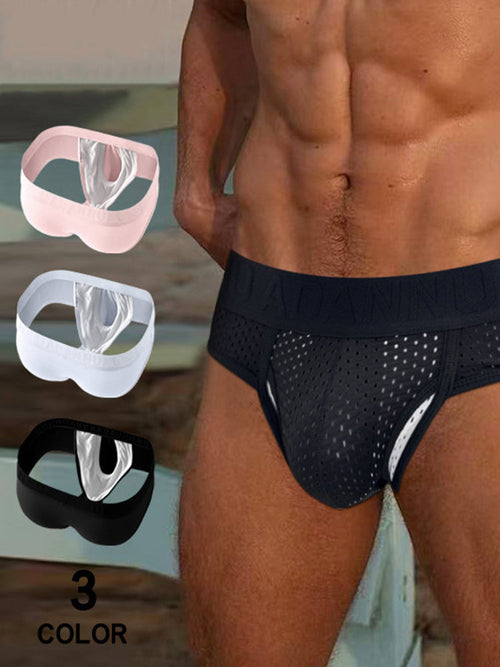2 Pack Men's Mesh Sport Separate Pouch Breathable Lift & Support Design Briefs
