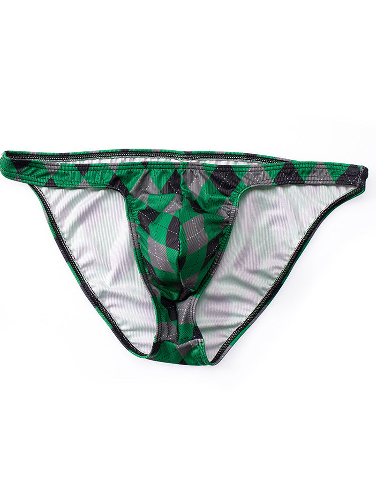 Men's Rhombus Check Pattern Pouch Briefs