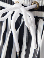 Men's Stripe Drawstring Swim Board Shorts