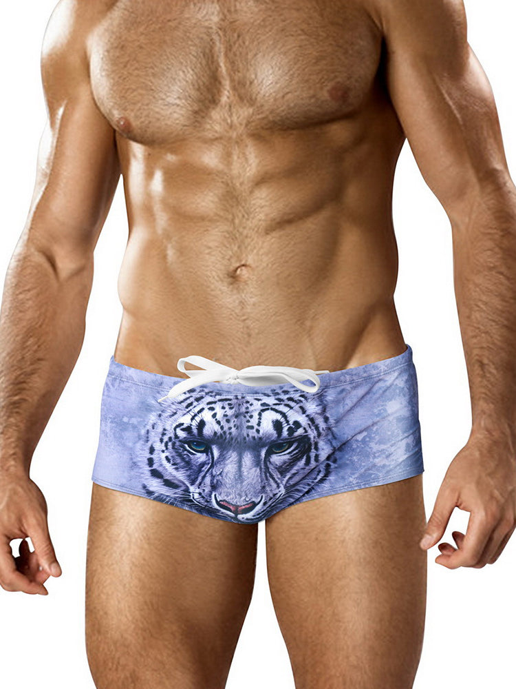 Men's Low-Rise Stylish Animal Print Swim Briefs