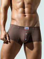 2 Pack Men's Soft Solid Color Simple Comfortable Breathable Trunks