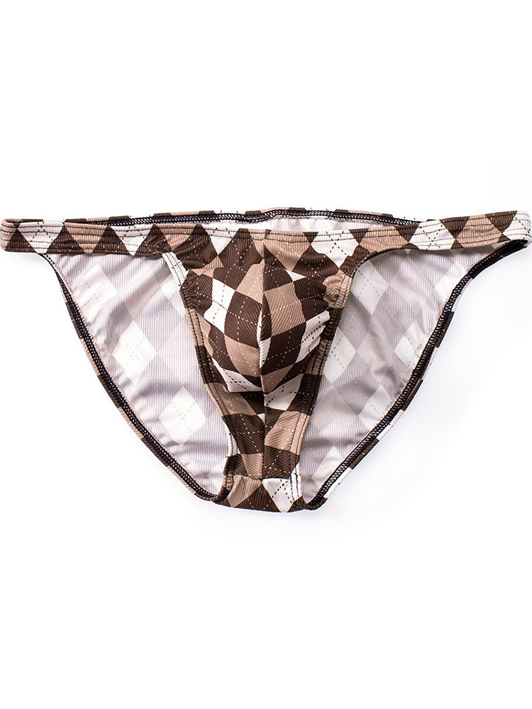 Men's Rhombus Check Pattern Pouch Briefs