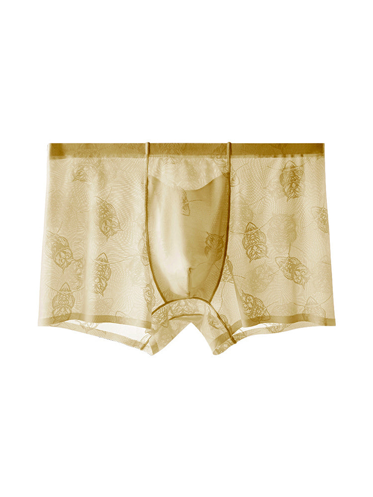 4 Pack Men's Ice Silk Antibacterial Mid-Rise Seamless Comfort Trunks