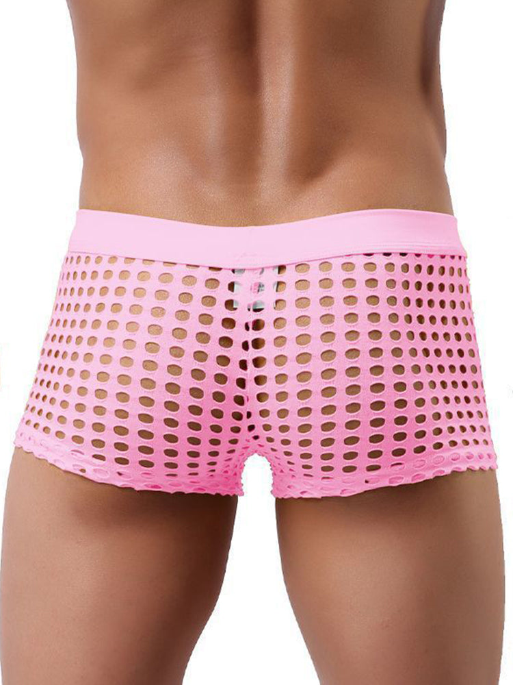 2 Pack Men's Hollow Mesh Sexy Trendy Moisture-Wicking Trunks