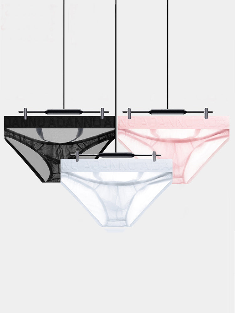 2 Pack Men's Stretch Solid Color Sexy Crotch Single-Layer Briefs with Support Ring