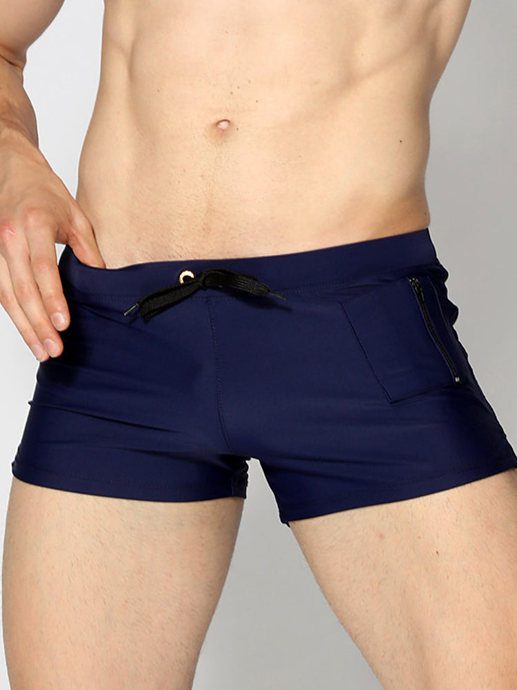 Men's Solid Color Breathable Stretch Swim Trunks