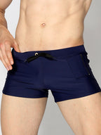 Men's Solid Color Breathable Stretch Swim Trunks