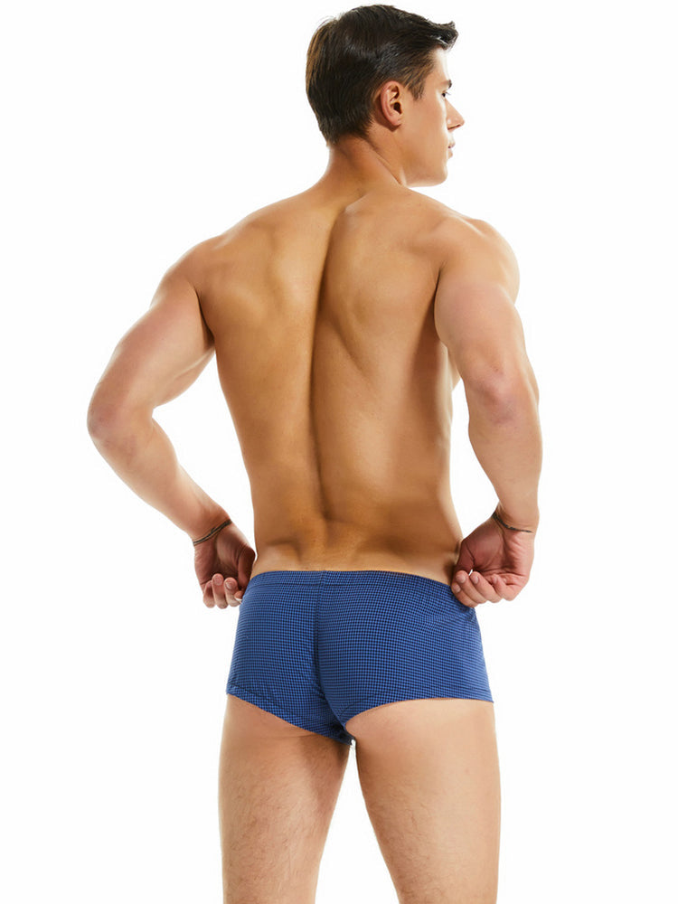 Men’s Relaxed Plaid Trunks with Button Fly