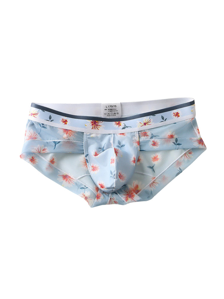 4 Pack Men’s Flower Print Pouch Silky Touch Briefs