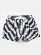 Men's Stripe Drawstring Swim Board Shorts