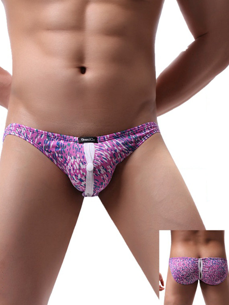 Men's Stretch Briefs with Convertible Front Opening & Open-Back Design