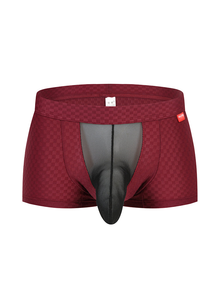 Men's Low-Rise Mesh Trunks – Breathable Nylon with 3D Pouch Support