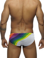 Men’s Rainbow Stripes Swim Briefs with Removable Pad