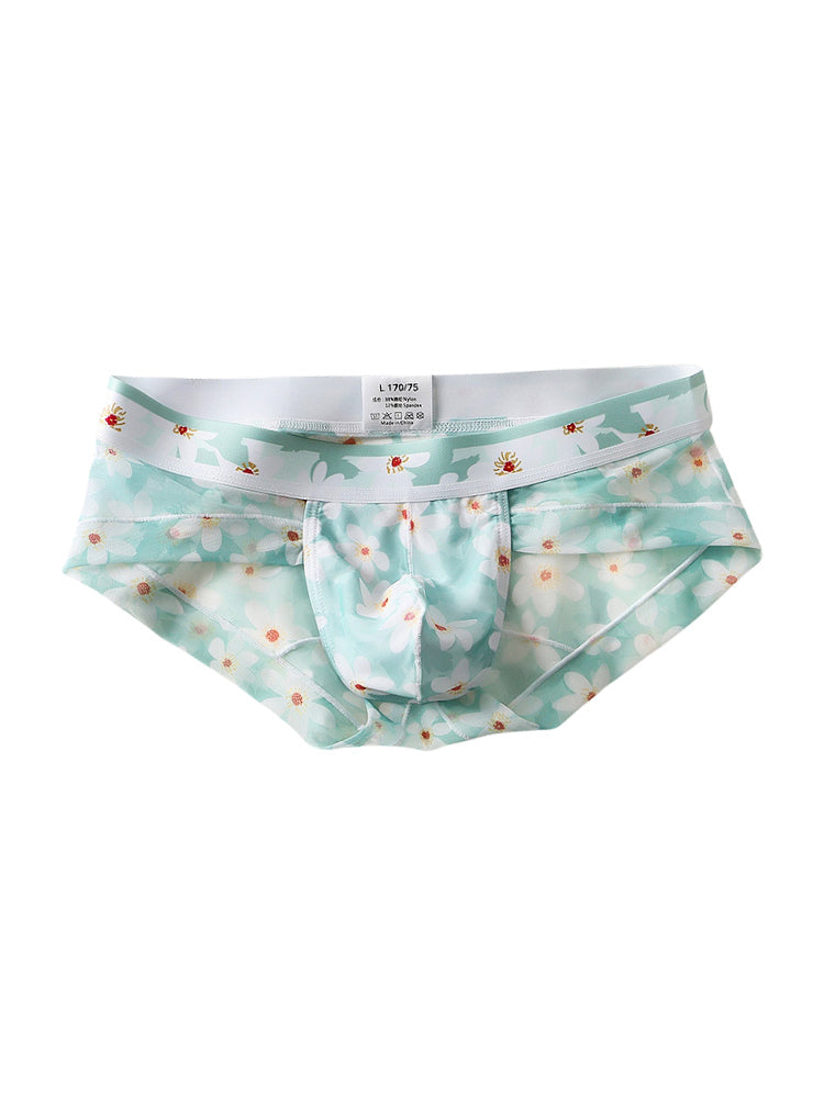 4 Pack Men’s Flower Print Pouch Silky Touch Briefs