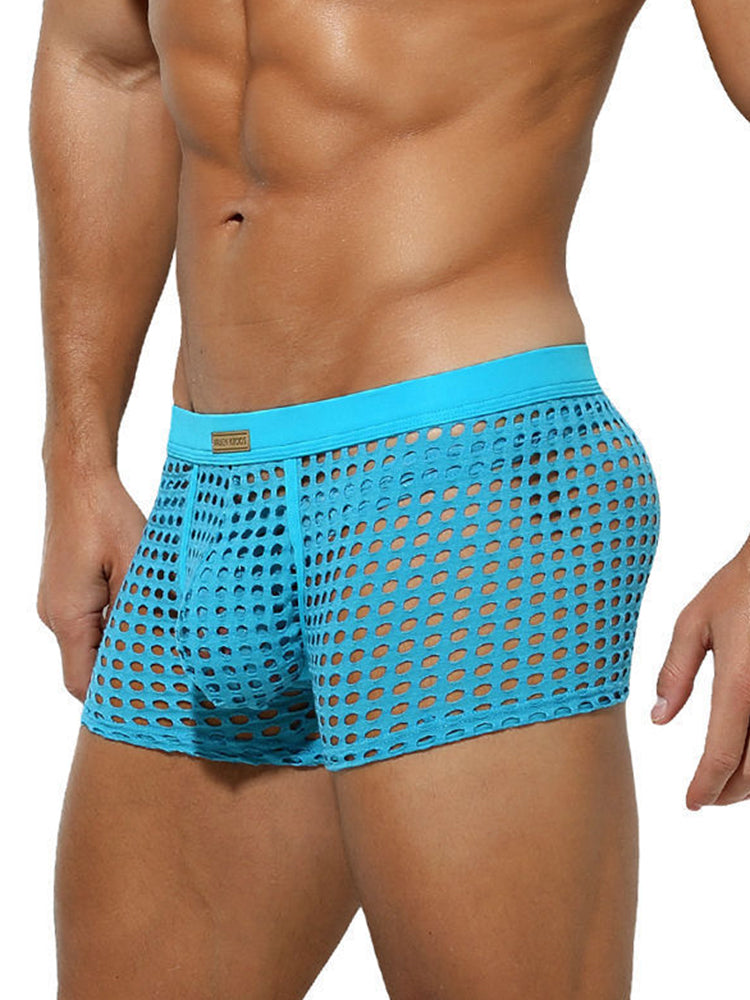 2 Pack Men's Hollow Mesh Sexy Trendy Moisture-Wicking Trunks