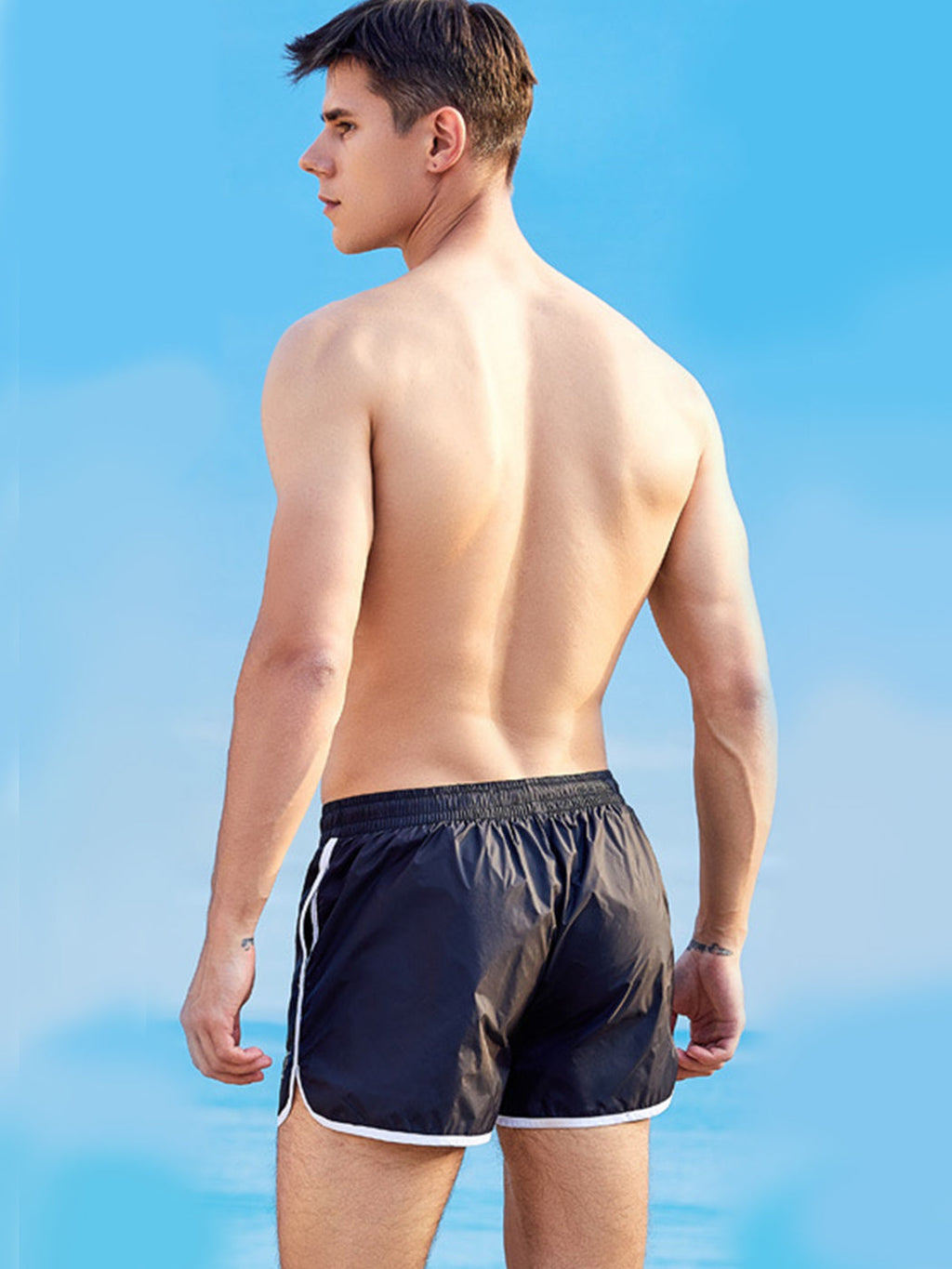 Men’s Waistband Drawstring Beach Swim Shorts