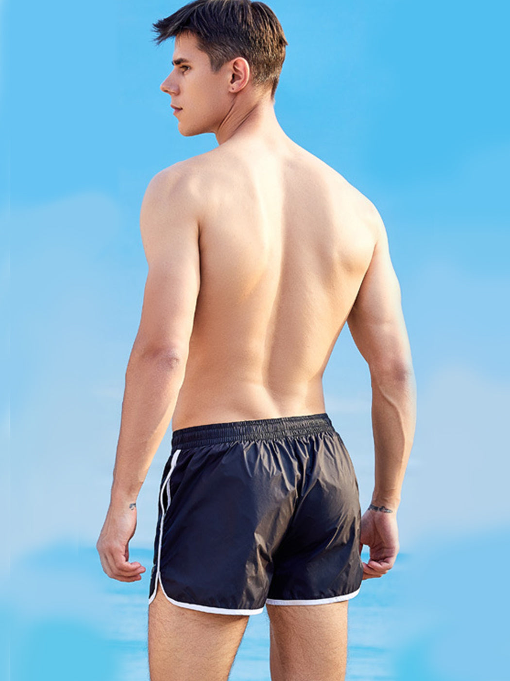Men’s Waistband Drawstring Beach Swim Shorts