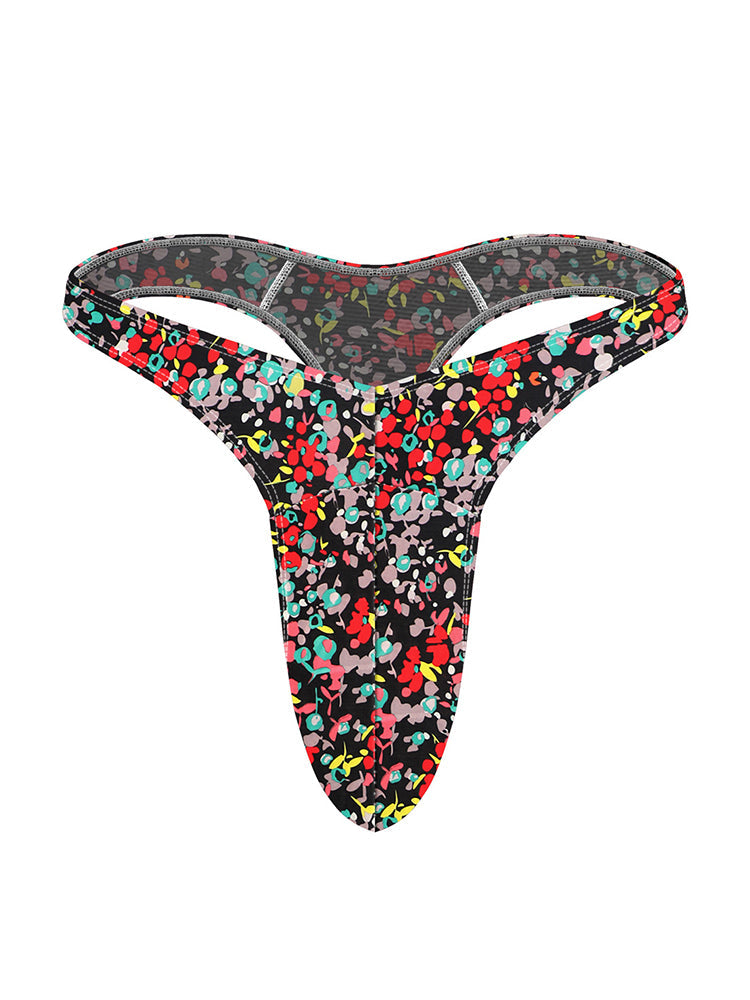 4 Pack Men's Large Pouch Playful Print Quick Dry Swim Thongs