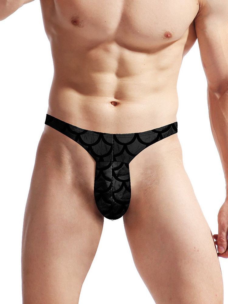 4 Pack Men's Large Pouch Playful Print Quick Dry Swim Thongs