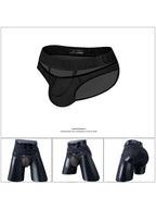 2 Pack Men's Stretch Solid Color Sexy Crotch Single-Layer Briefs with Support Ring
