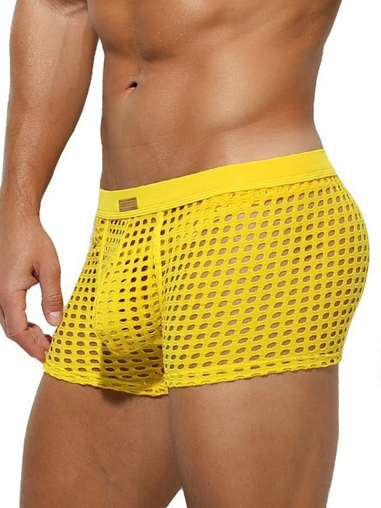 2 Pack Men's Hollow Mesh Sexy Trendy Moisture-Wicking Trunks