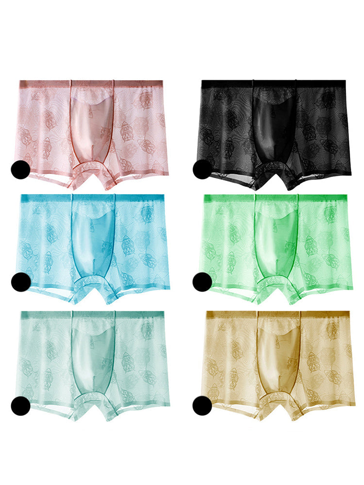 4 Pack Men's Ice Silk Antibacterial Mid-Rise Seamless Comfort Trunks