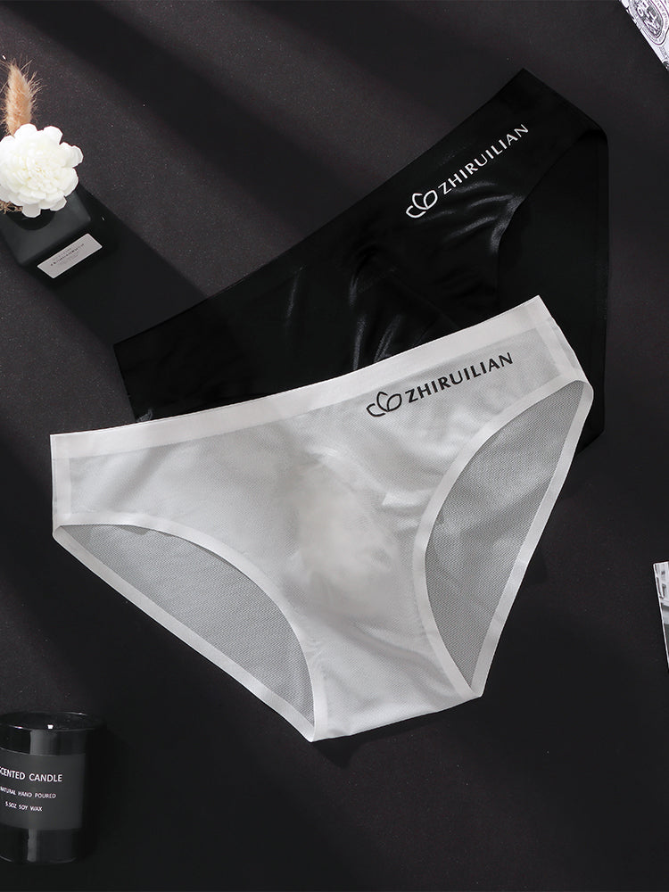 3 Pack Men's Seamless Ice Silk Cool-Touch Briefs