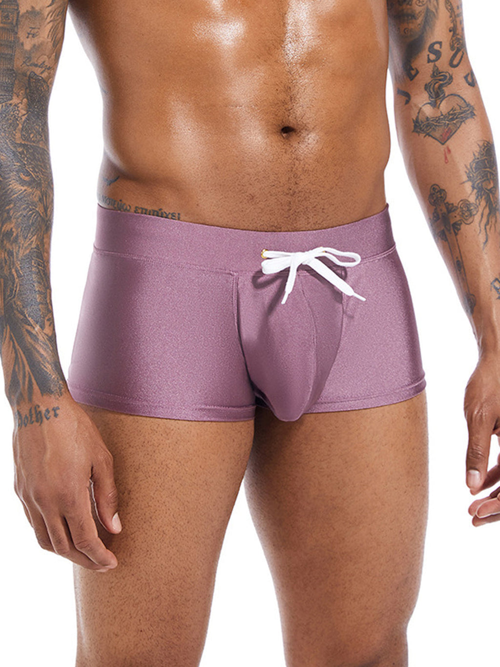 Men’s U Convex Pouch Swim Trunks with Drawstring