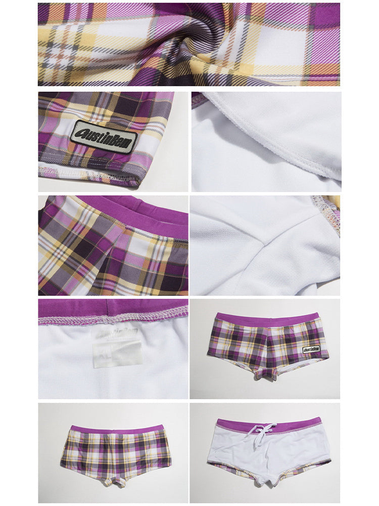 Men's Quick-Dry Plaid Swim Trunks – Low-Rise