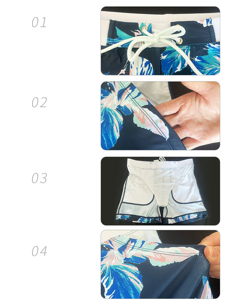 Men Sexy Floral Print Swim Trunks