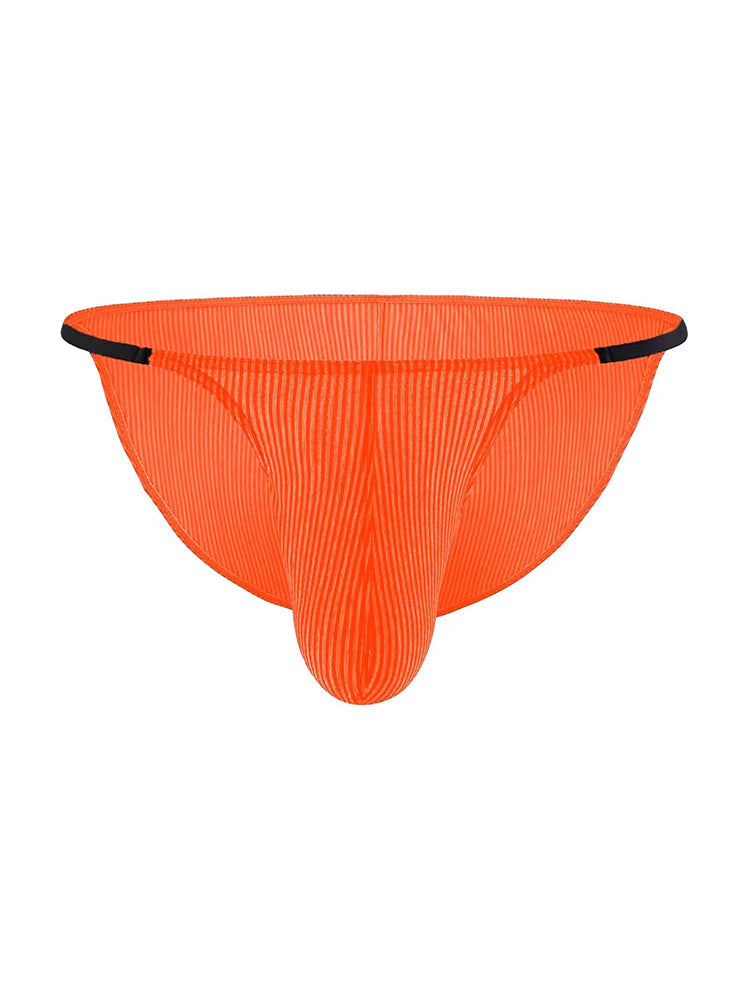 3 Pack Men's Low-Rise Striped Camisole Briefs with Raised Pockets