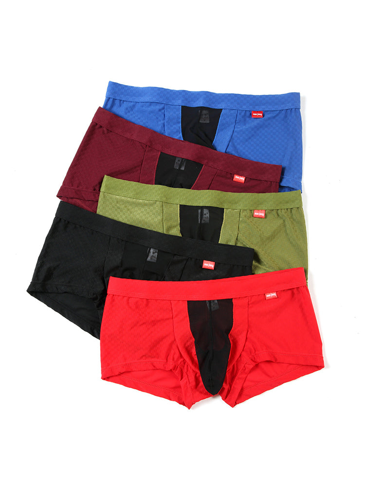 Men's Low-Rise Mesh Trunks – Breathable Nylon with 3D Pouch Support