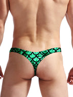 4 Pack Men's Large Pouch Playful Print Quick Dry Swim Thongs