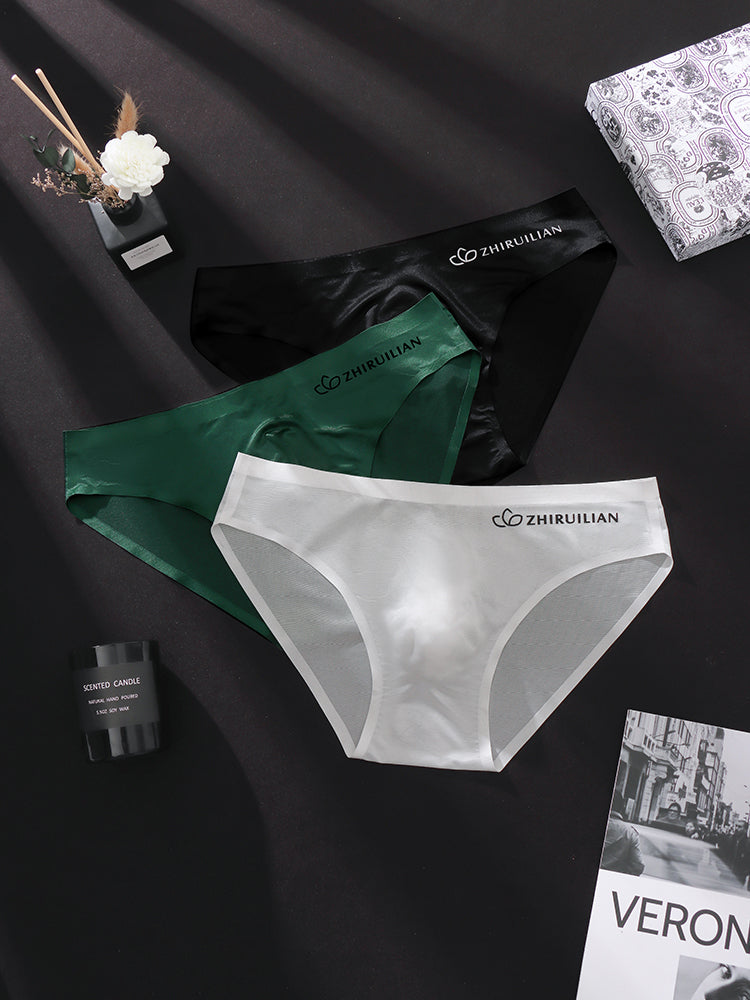 3 Pack Men's Seamless Ice Silk Cool-Touch Briefs