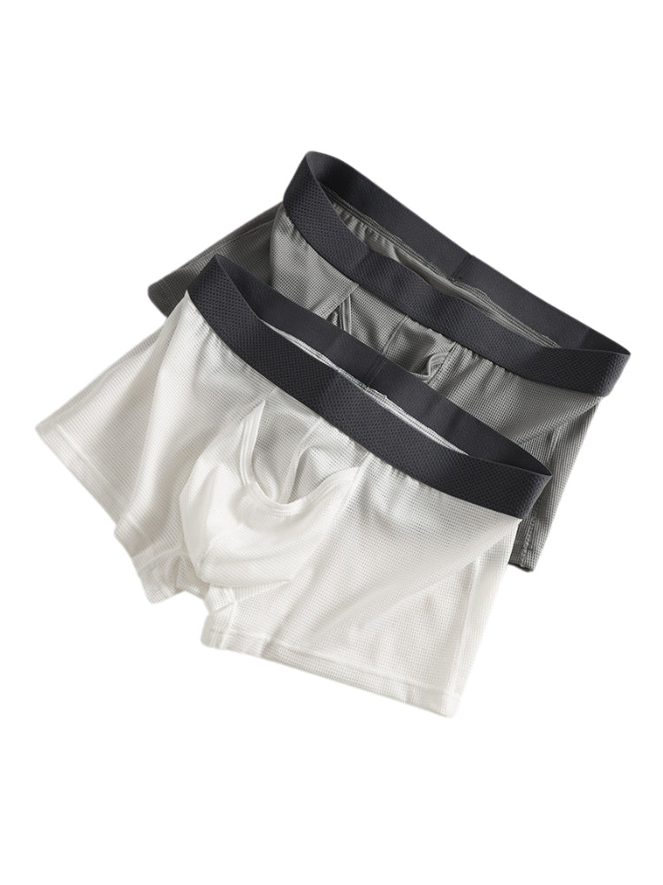3 Pack Men's Ice Silk Front Split Pouch Breathable Mesh Cooling Comfort Trunks