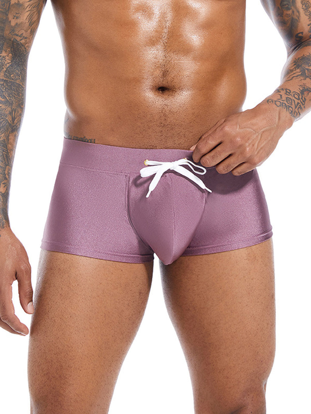 Men’s U Convex Pouch Swim Trunks with Drawstring
