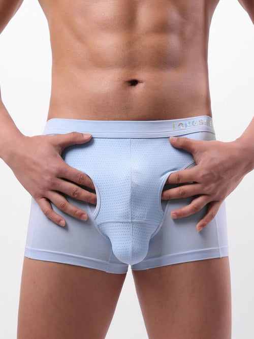 2 Pack Men's Mesh Antibacterial Support Lift & Separate Pouch Trunks