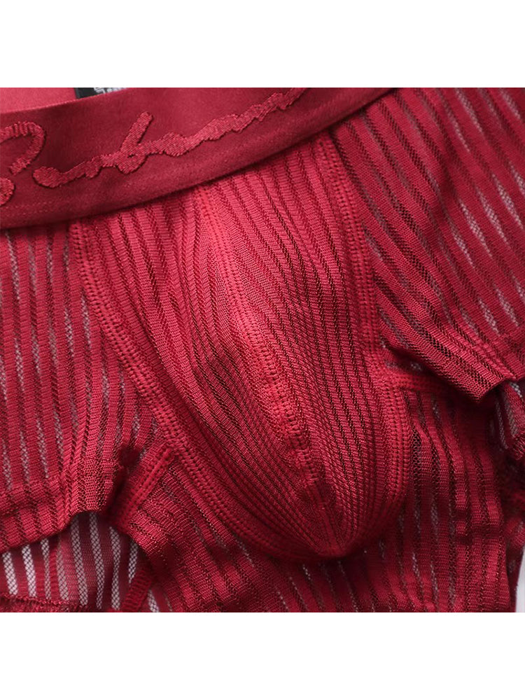 3 Pack Men's Striped Mesh Trunks with Comfort Pouch