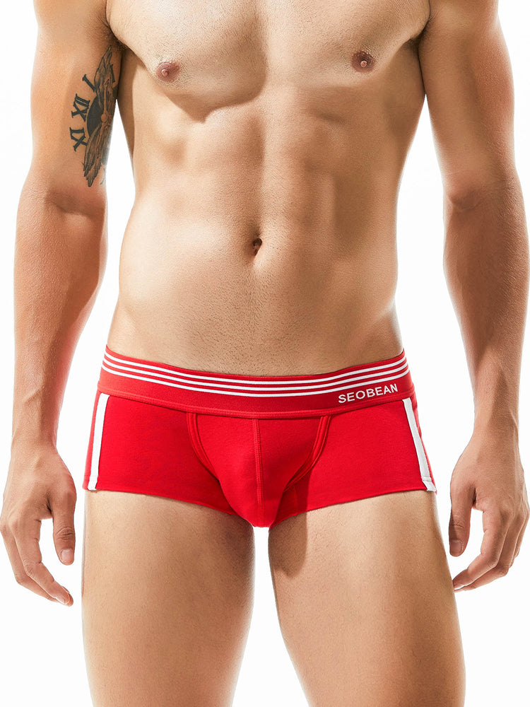Men's Slim-Fit Cotton Trunks - Low Rise & Lifting Support