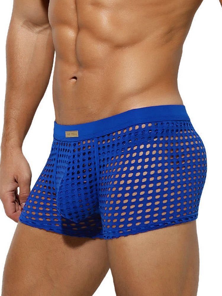 2 Pack Men's Hollow Mesh Sexy Trendy Moisture-Wicking Trunks