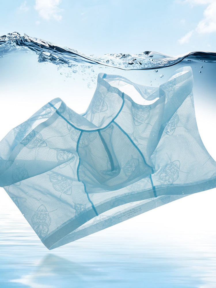 4 Pack Men's Ice Silk Antibacterial Mid-Rise Seamless Comfort Trunks