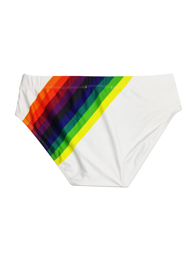 Men’s Rainbow Stripes Swim Briefs with Removable Pad