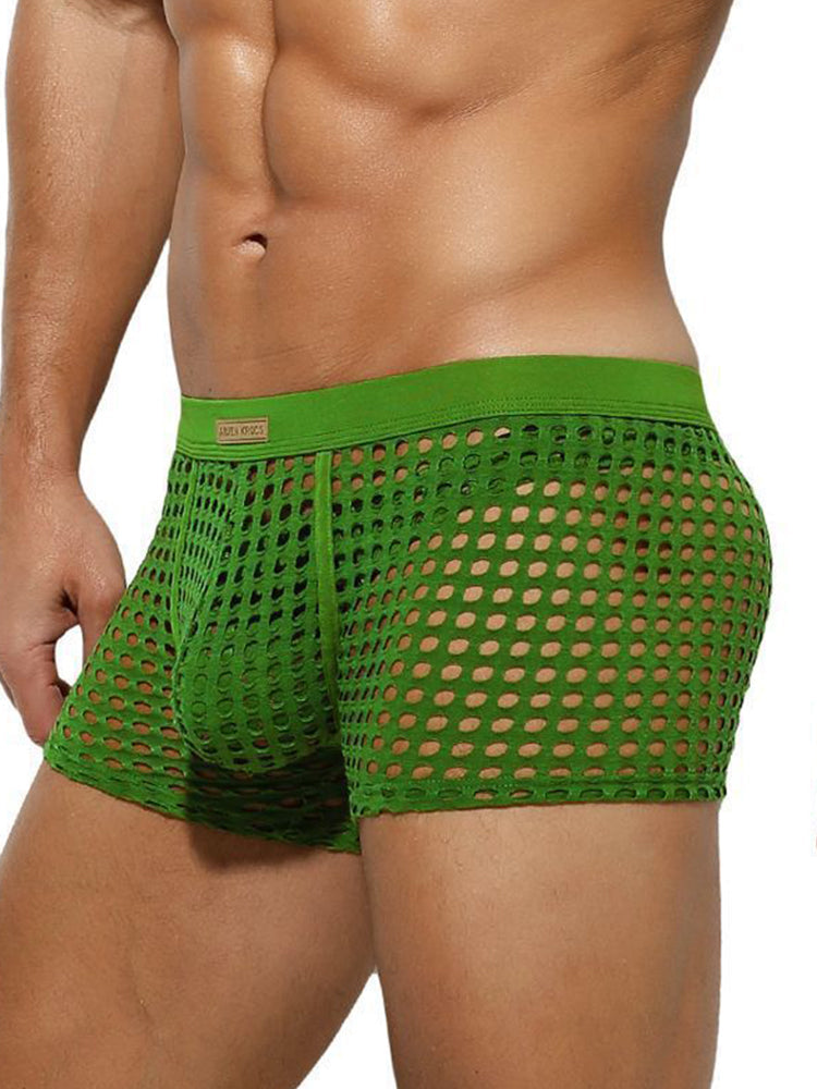 2 Pack Men's Hollow Mesh Sexy Trendy Moisture-Wicking Trunks