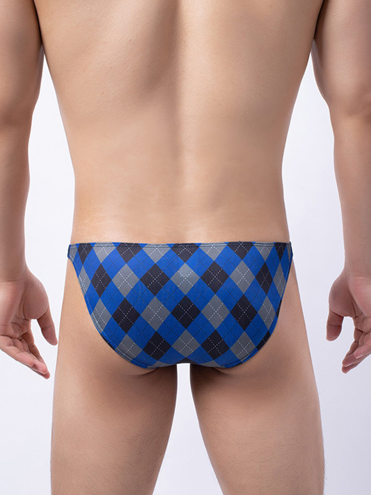 Men's Rhombus Check Pattern Pouch Briefs