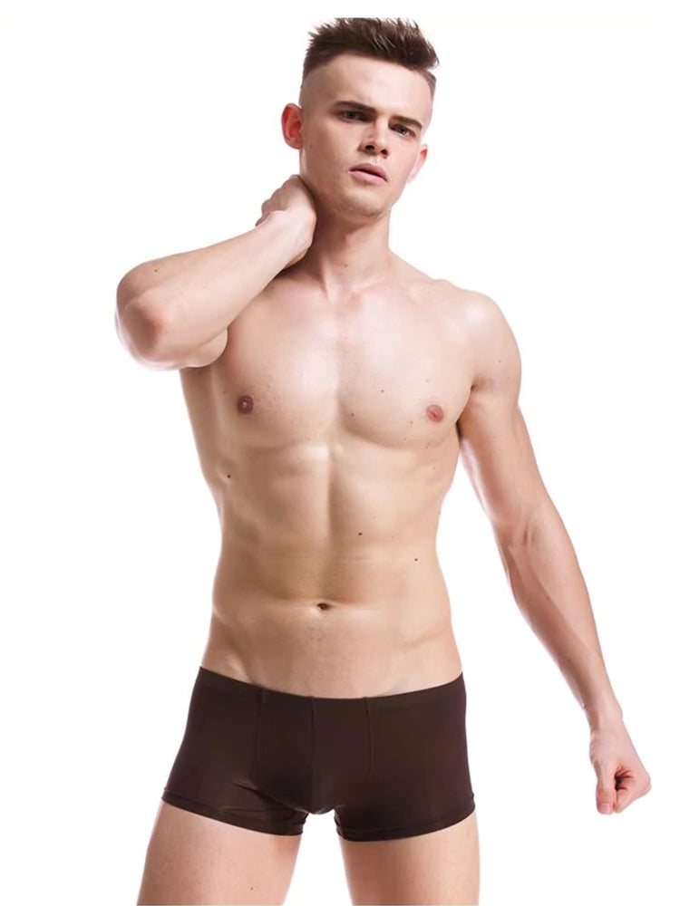 Lightweight Breathable Ice Silk U Contoured Boxers for Men