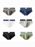 4 Pack Men's Striped Design Soft-Touch Cotton Fabric Breathable Briefs