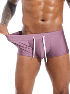 Men’s U Convex Pouch Swim Trunks with Drawstring