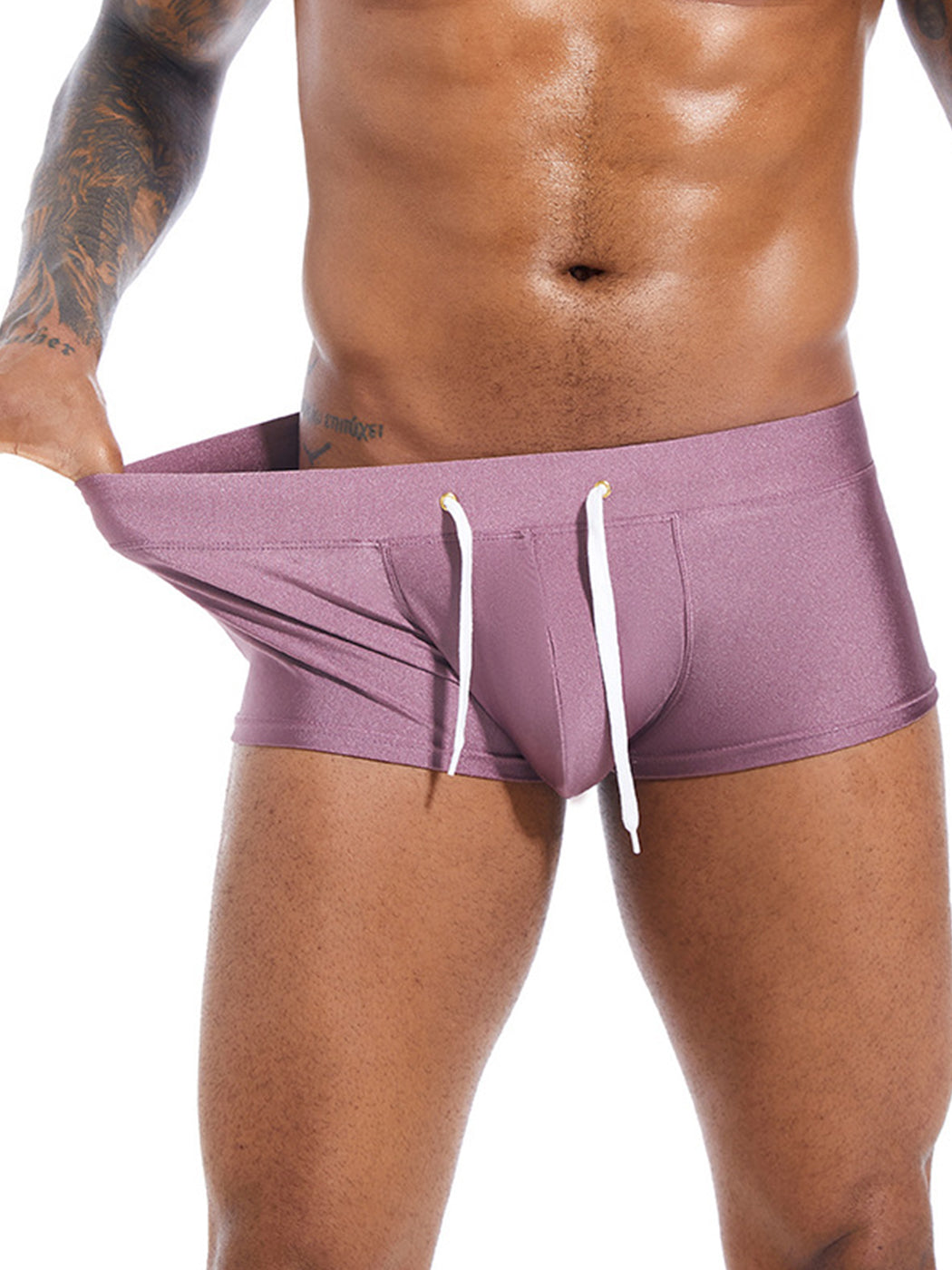 Men’s U Convex Pouch Swim Trunks with Drawstring